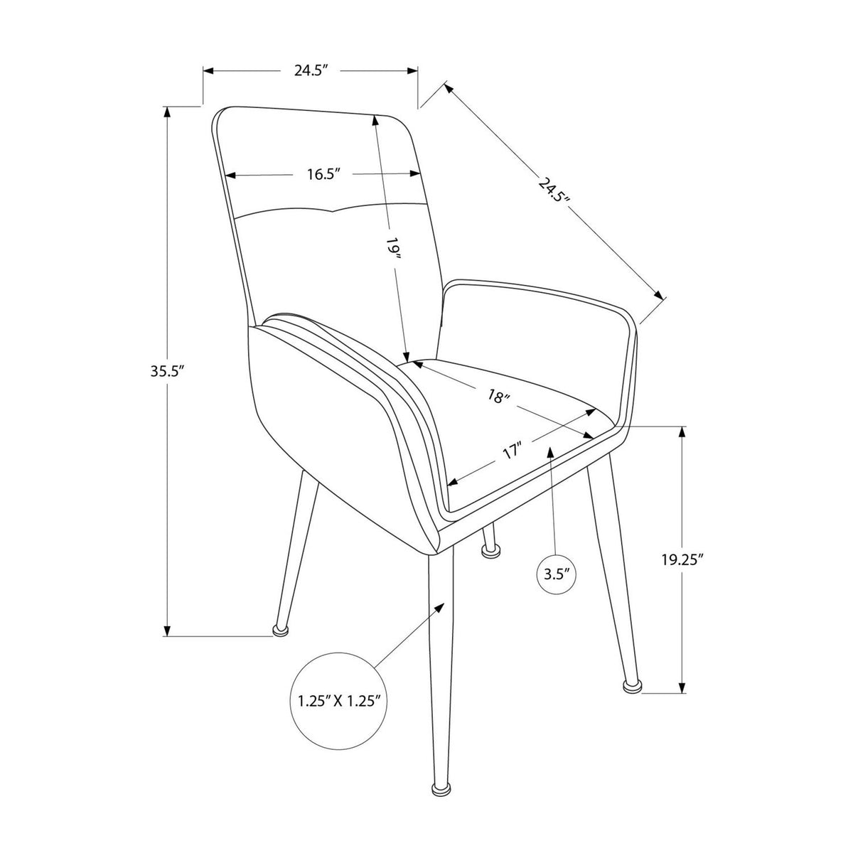 Dining Chair For Kitchen (Set of 2) - Brown - Polyester