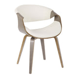 Curvo - Dining / Accent Chair - Light Gray Wood And White Faux Leather