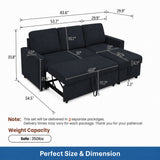 L - Shaped Convertible Sofa Bed With Storage Chaise