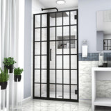 Frameless Pivot Shower Door With Pattern Glass, Open Entry Design