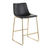 Duke - Contemporary Counter Stool (Set of 2) - Gold Metal And Black Faux Leather
