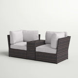 Outdoor Wicker Loveseat With Cushions