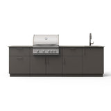 Blaze Sunset 10-Ft Outdoor Kitchen Island w/ 32-Inch Marine Grade LTE+ Propane Grill, Sink in Gunmetal w/ Keon Countertop