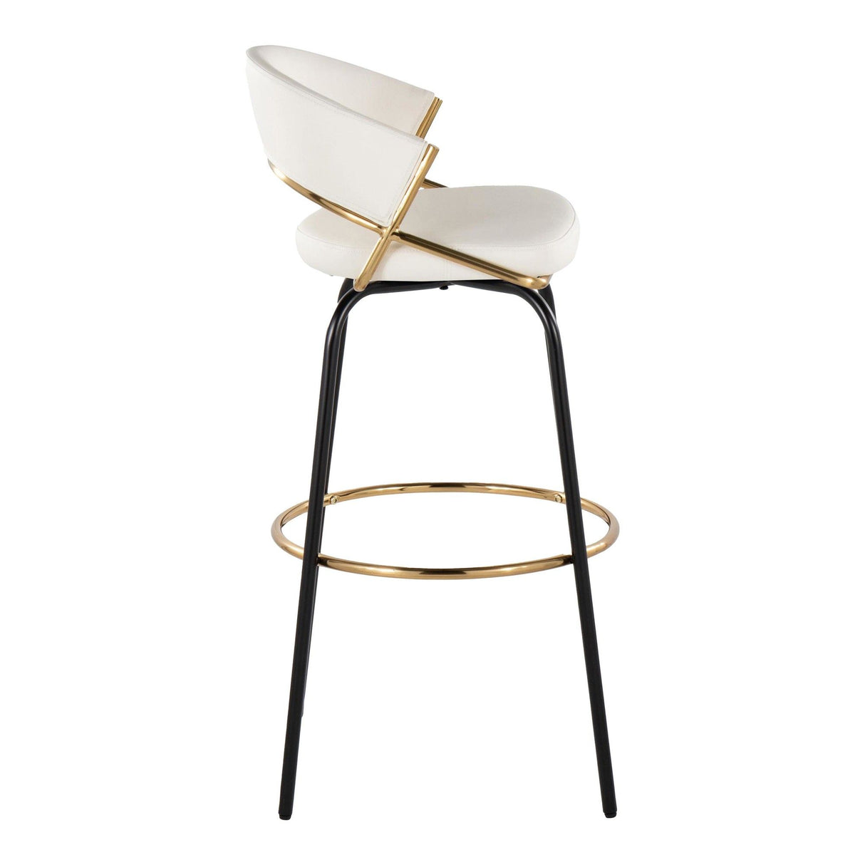 Jie - 30" Fixed-Height Barstool With Swivel (Set of 2) - Black Legs