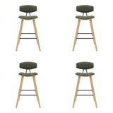 Fox - Bar Height Curved Back Wood Bar Stool With Faux Leather Seat