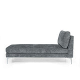 Fabric Upholstered Chaise Lounge With Iron Bracket Legs