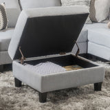 Storage Ottoman With Birch Wood Legs And Cushioned Top For Comfort