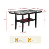 Counter Dining Table With Storage Bottom Shelf For Kitchen - Black