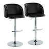 Fran - Adjustable Barstool (Set of 2) - Black Faux Leather