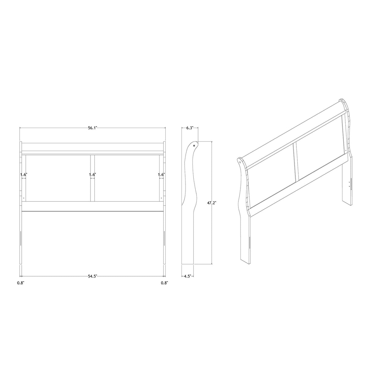 Charlston - Modern Sleigh Design Bed With LED