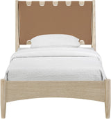 Santos - Vegan Leather Headboard And Wood Bed - Waxed Natural Frame
