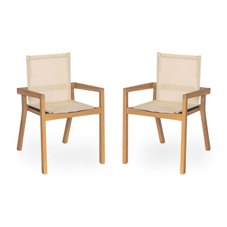 Belfast - Dining Chair With Acacia Wood Frame And Mesh Seating (Set of 2)