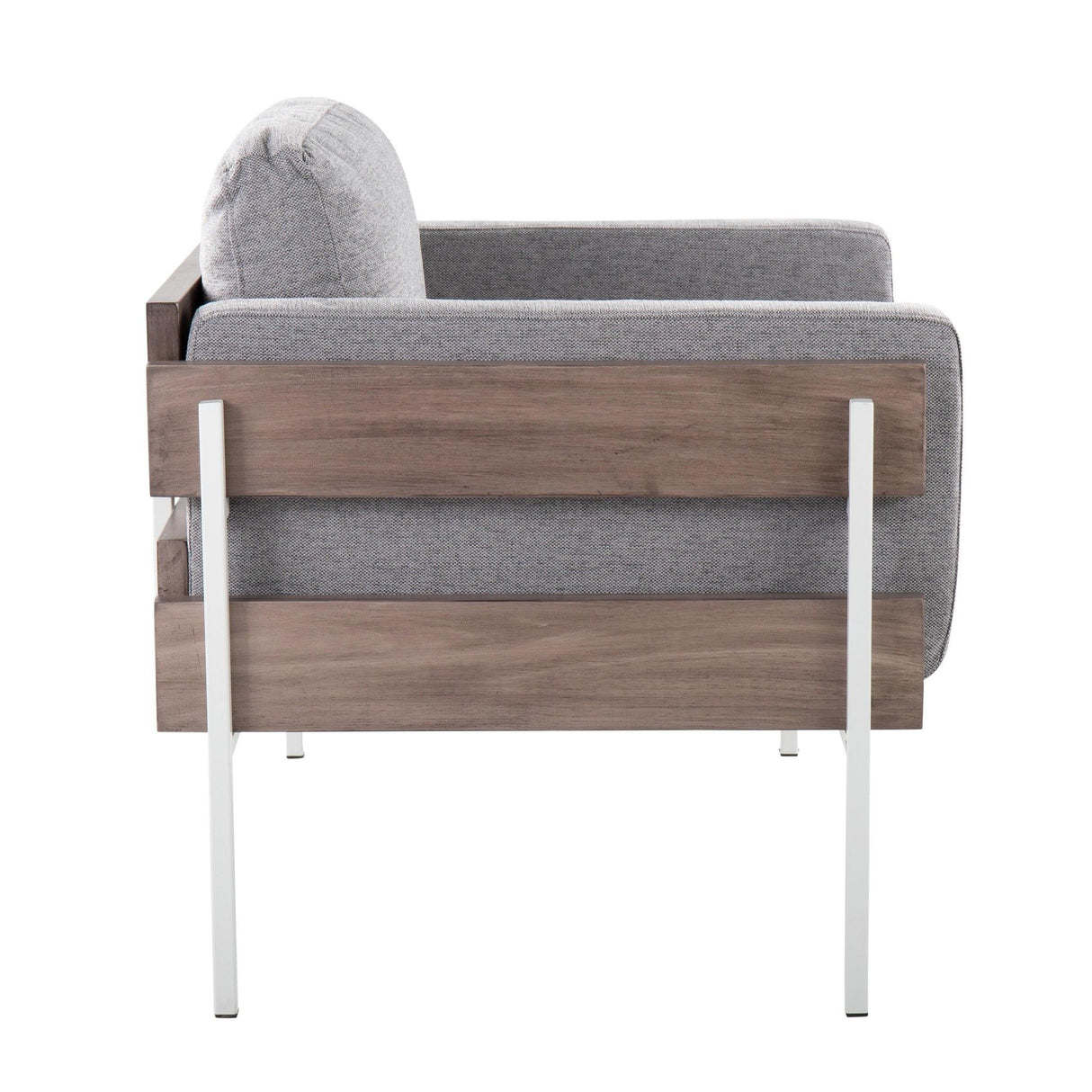 Kari - Farmhouse Accent Chair - White Metal, Gray Wood