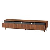 TV Stand, Entertainment Center With Fluted Drawers For Living Room - Walnut