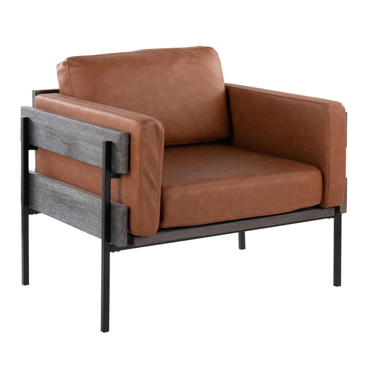 Kari - Farmhouse Accent Chair - Black Metal, Gray Wood