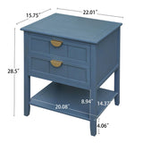 2 Drawer Side Table, American Style, End Table, Suitable For Bedroom, Living Room, Study