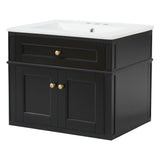 Wall Mounted Bathroom Vanity With Tip Out Drawer And Open Back Design
