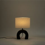 Lithos - Genuine Marble Base And Linen Textured Fabric Shade Table Lamp