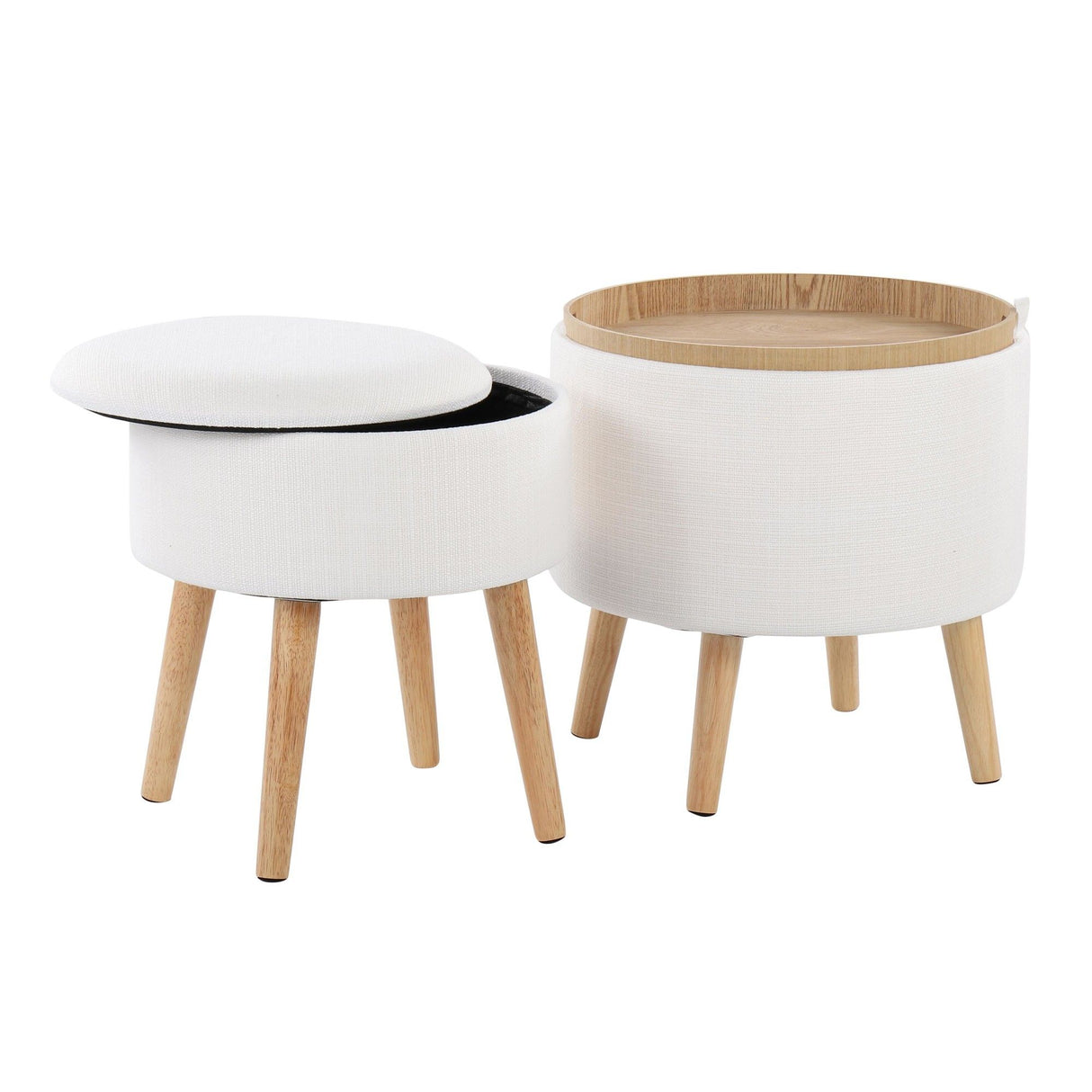 Tray - Contemporary Storage Ottoman With Matching Stool
