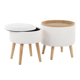 Tray - Contemporary Storage Ottoman With Matching Stool