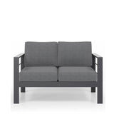 All Weather Patio Loveseat With Thick Cushions - Gray / Gray