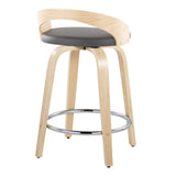 Grotto - Fixed-Height Swivel Counter Stool With Natural Wood (Set of 2)