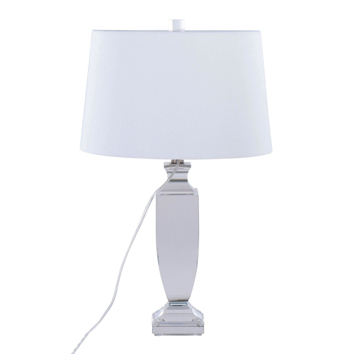Elsa - Crystal Table Lamp - Clear Crystal, Chrome Metal, Off - white Silk