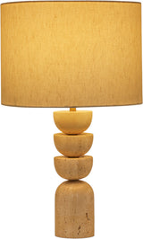 Opus - Travertine, Linen Textured Fabric And Brass Table Lamp - Travertine