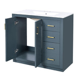 Modern Bathroom Vanity With Ceramic Sink, Freestanding Set With Drawers And Soft-Closing Doors