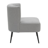 Luna - Contemporary Slipper Chair - Black Metal And Light Gray Sherpa Fabric