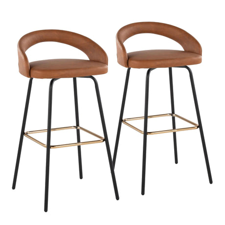 Grotto - Upholstered Fixed-Height Barstool - Black Metal