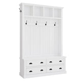 Hall Tree With 4 Drawers, Coat Rack With 6 Hooks