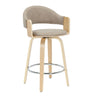 Daxton - Swivel Counter Height Round Back Wood Bar Stool With Faux Leather Seat