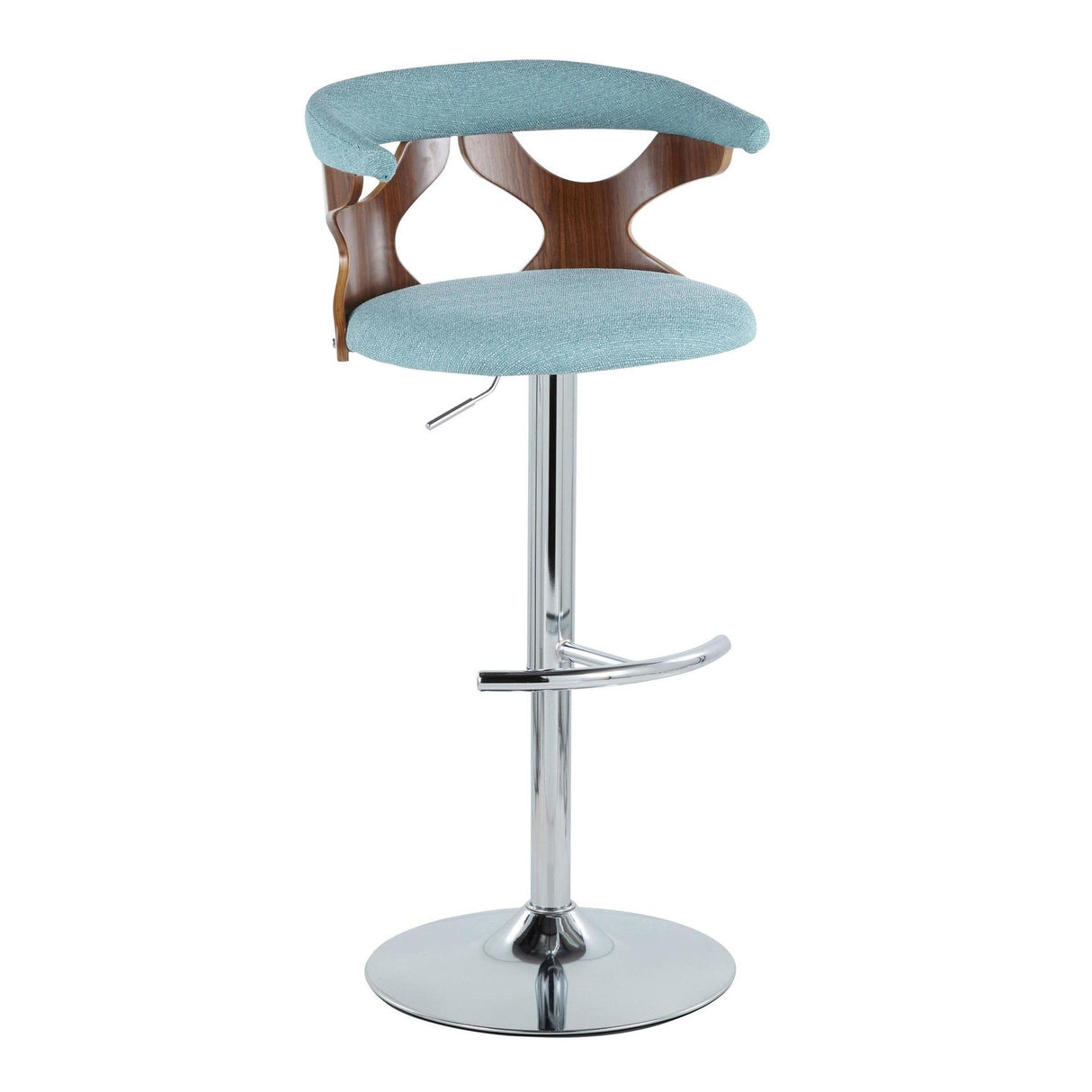 Gardenia - Adjustable Barstool - Chrome Base & Walnut Backrest