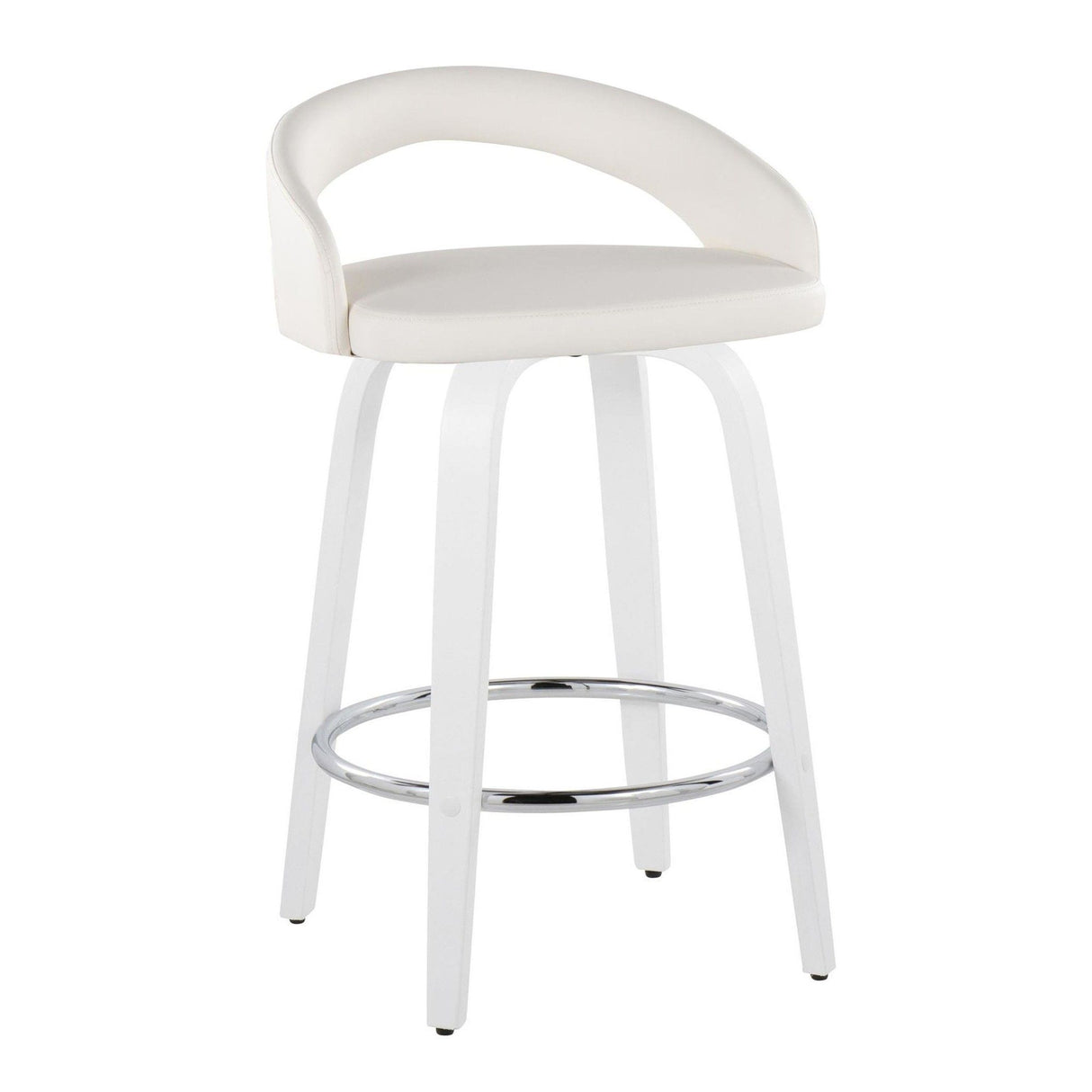 Cinch - Contemporary Fixed-Height Swivel Counter Stool (Set of 2) - White Wood Frame