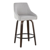Hannah - 26" Fixed-Height Counter Stool With Swivel And Round Black Metal Footrest (Set of 2) - Walnut Glazed Wood