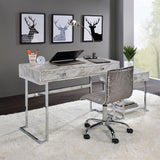 Tigress - Writing Desk - White Printed Faux Marble Top & Chrome