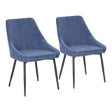 Diana - Chair - Black Metal And Blue Corduroy Fabric (Set of 2)