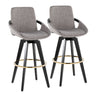 Cosmo - Fixed-Height Barstool (Set of 2) - Black Wood Base, Gold Footrest