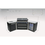 Mont Alpi Black Series 10 Ft U-Shaped Propane Outdoor Kitchen Island w/ Side Burner & Fridge - MAi805-BSS45FC