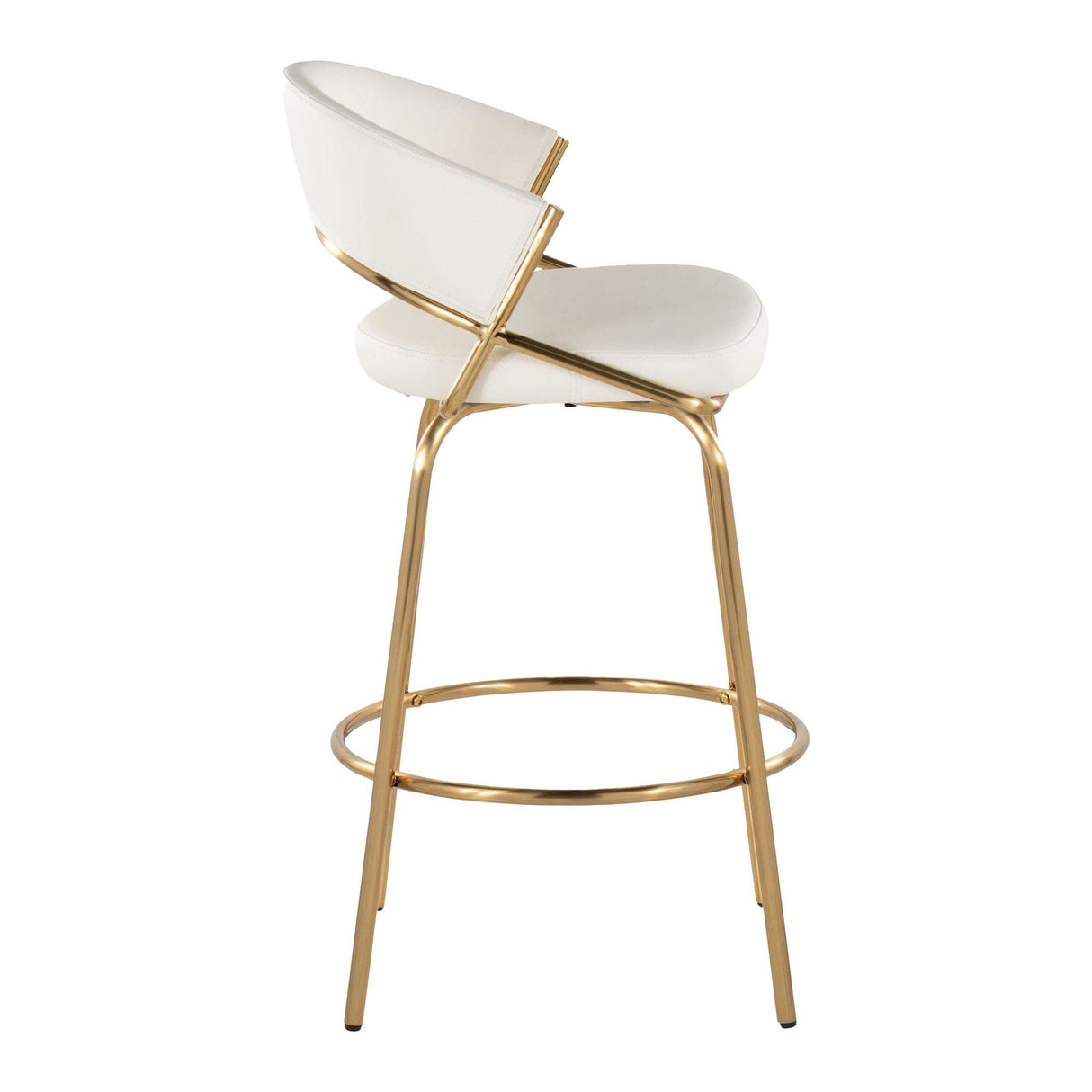 Jie - Fixed-Height Counter Stool With Swivel - Gold Metal (Set of 2)