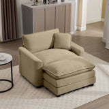 Classic Modern Comfortable Single Chair Deep Seat Sofa With Footstool