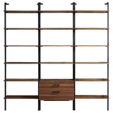 Owens - 3 Piece Wall Mounted Bookshelf Set - Walnut