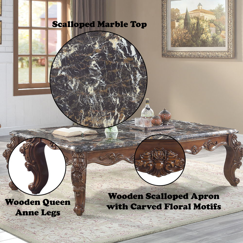 Forsythia - Coffee Table - Marble Top & Walnut