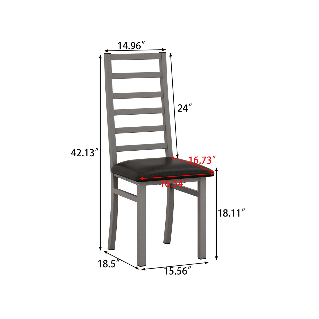 Metal Dining Chairs With Steel Legg, High Back Armless Design