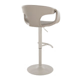 Curvo - Adjustable Barstool With Rounded T Footrest (Set of 2) - Pearl Gray Metal