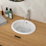 Semi Recessed Bathroom Sink With Countertop Vessel Design, 17" X 15.5" - White