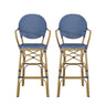 Outdoor Wicker And Aluminum French Barstools (Set of 2)