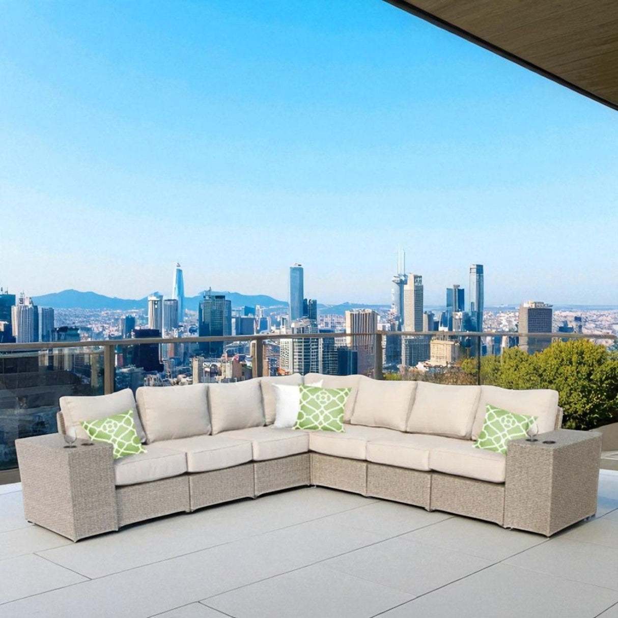 Rattan Sectional Sofa Set With Cushions