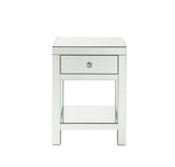 Nysa - 18" X 14" Accent Table - Mirrored & Faux Crystals